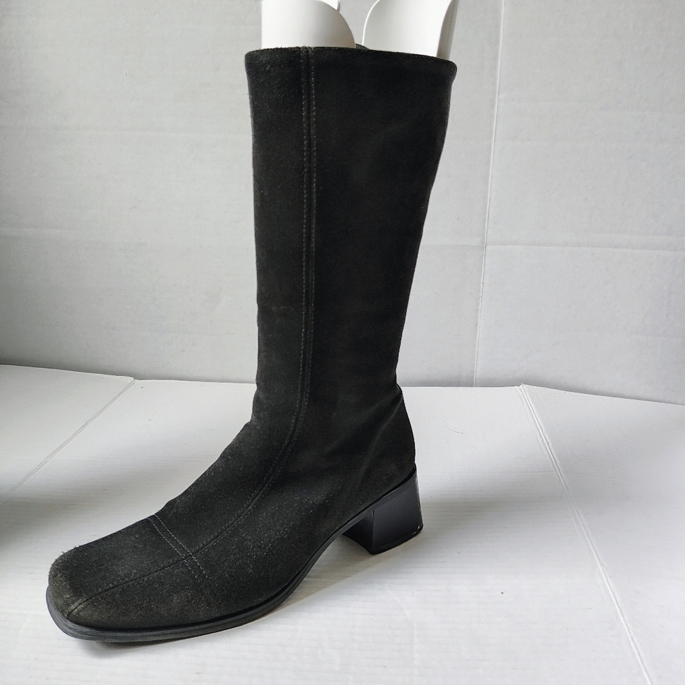 La CANADIENNE Juliana Black Suede Calf Height Boots Sz 8.5